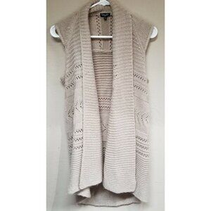 Splendid Cream Knit Open-Front Sleeveless Cardigan